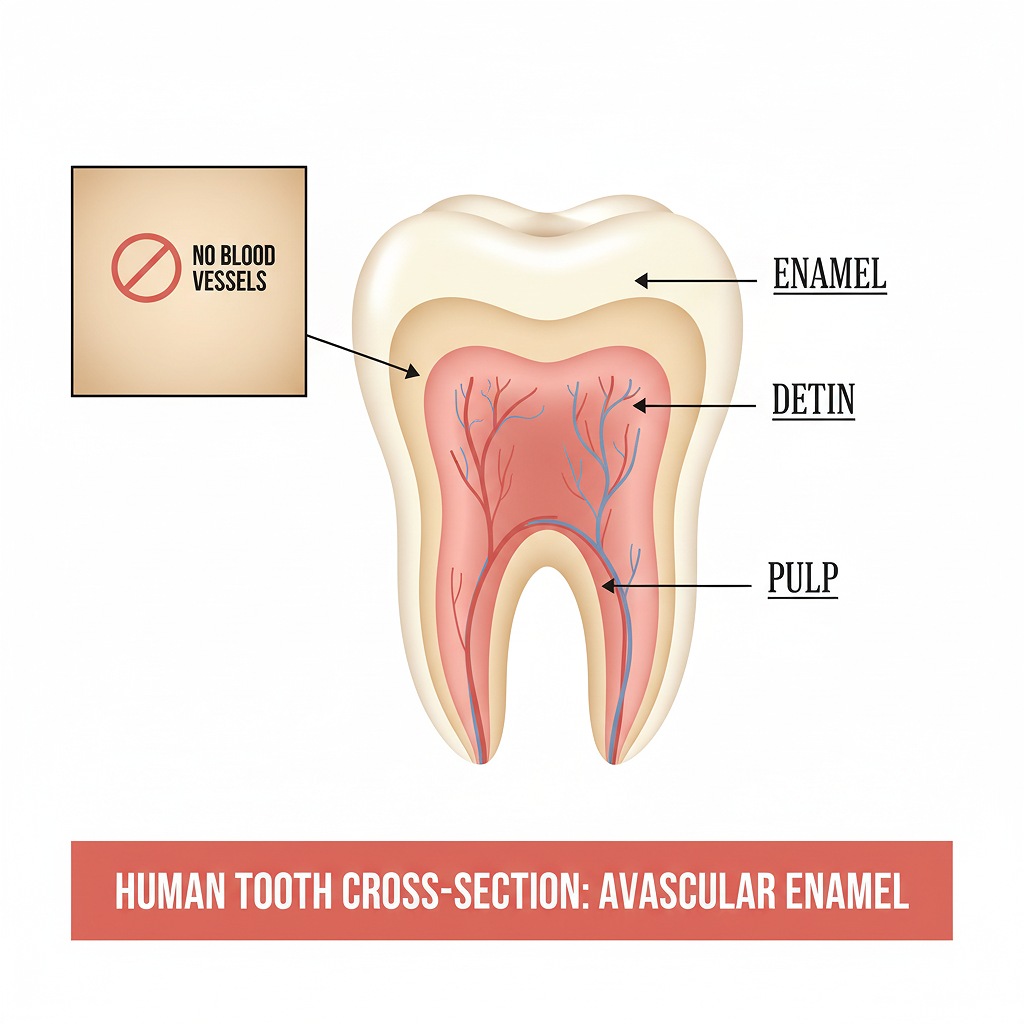 clear and modern cross-section diagram of a human tooth,